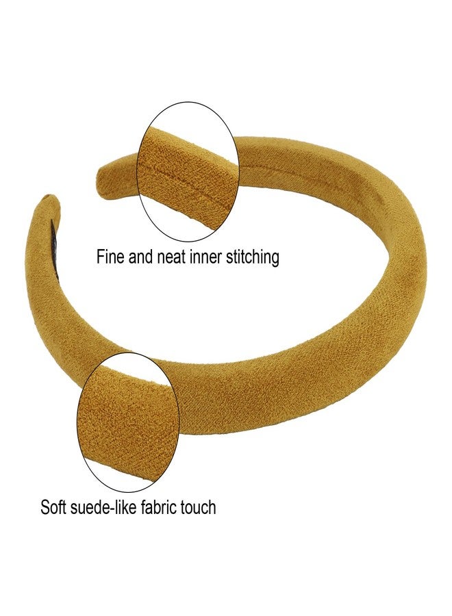 Wecoe Padded Headbands for Women 5pcs Fall & Winter Neutral Plain Sueded-Like Headbands Fashion Non slip Soft Comfortable Head Bands Hair Accessories for Women - Image 5
